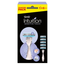 Wilkinson Sword Intuition Sensitive Touch Razor - Pack with 1 razor + 5 charging heads - Convenience size trilama razor for women