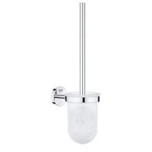 GROHE Start Cosmopolitan QuickFix Toilet Brush Set (Glass and Metal, Wall-mounted, Concealed Fastening, Including Screws and Dowels, Easy to Fit with
