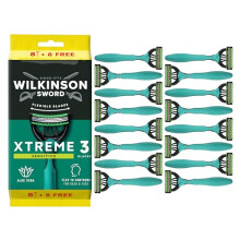 Wilkinson Sword Xtreme 3 Sensitive Disposable Razor with Lubricating Strips of Vitamin E and Aloe Vera, Ideal for Care and Smoothness of the Face
