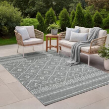 the carpet Calgary Outdoor Rug Heavy Duty Weatherproof UV Resistant for Balcony, Patio, Winter Garden, Kitchen or Dining Room, Diamond Grey, 300 x 400