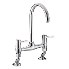 Bristan Lever Bridge Deck Sink Mixer Chrome with Ceramic Disc Valves, Chrome Plated