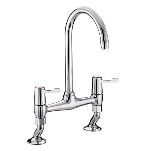 Bristan Bristan Lever Bridge Deck Sink Mixer Chrome with Ceramic Disc Valves, Chrome Plated