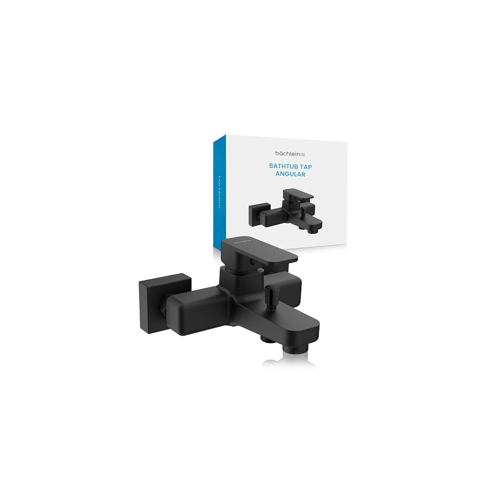 Bã¤Chlein Universal Bath Mixer In Angular Design - Complete Bath Faucet Set Incl. All Accessories - Single Lever Bath Tap Matt Black 4744999671297