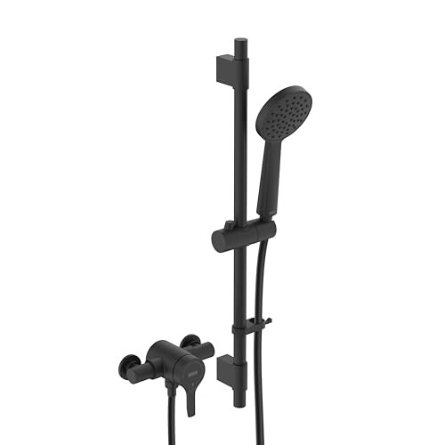 Bristan Onza Thermostatic Exposed Shower Valve with Riser Kit Black