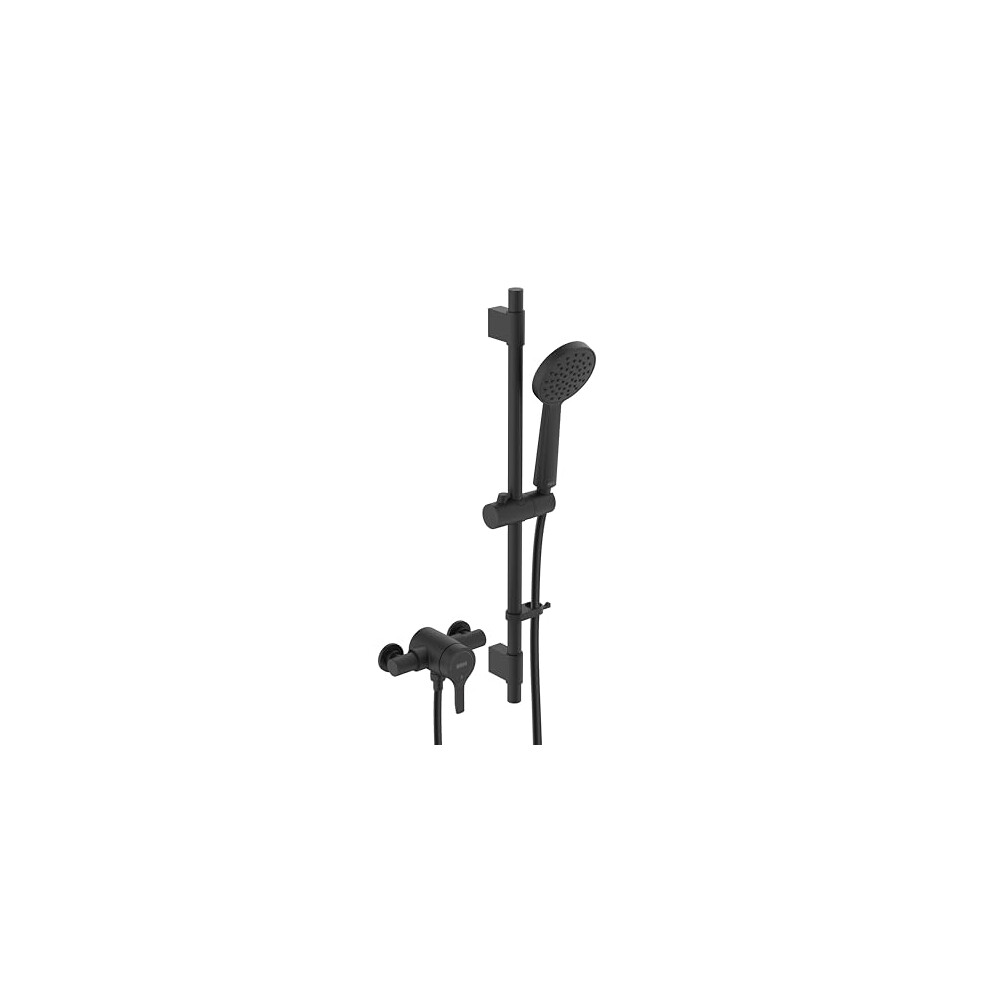 Onza Thermostatic Exposed Shower Valve With Riser Kit Black 5014868086804