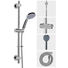 Croydex Presion High Pressure Chrome Shower Riser Rail Kit - Shower Head with 5 Spray Patterns, 68cm Riser Rail 1.75m Reinforced Stainless Steel Hose