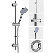 Croydex Presion Grande Pressure Boosting Shower Riser Rail Kit - 68cm Riser Rail, Powerful Shower Head, 1.75m Reinforced Stainless Steel Hose and
