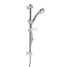 Croydex Amalfi 3 Function Chrome Shower Riser Rail Kit - 66.5cm Riser Rail, Shower Head with 3 Spray Patterns, 1.5m Stainless Steel Hose and