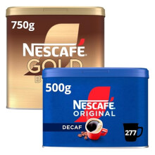 NESCAFÉ Gold Blend 750g & Orignal Decaf 500g Instant Coffee Tins
