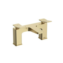 Bristan Tangram Bath Filler with Durable Ceramic Disc Valves, Deck Mounted, Brushed Brass Finish