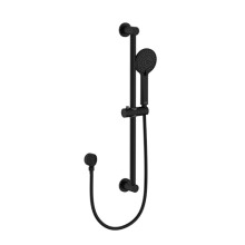 Bristan Round Riser Rail Shower Kit and Wall Outlet, Wall Mounted, Black Finish