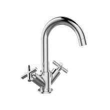 Bristan Naxos Basin Mixer with Clicker Waste and Ceramic Cartridge, Deck Mounted Bathroom Tap, Chrome Finish