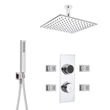 Milano Vis Digital Thermostatic Mixer Valve 300mm Square Shower Head Handset Body Jets - Chrome