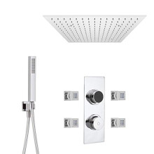 Milano Vis Digital Thermostatic Mixer Valve 500mm Square Shower Head Handset Body Jets - Chrome