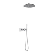 Milano Mirage Thermostatic Mixer Valve 400mm Round Recessed Shower Head Handset Hose - Chrome