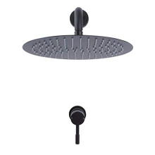 Milano Nero Manual Mixer Valve 300mm Wall Mounted Round Rainfall Shower Head - Black