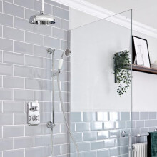 Milano Elizabeth Thermostatic Mixer Valve Riser Rail 205mm Shower Head - Chrome White