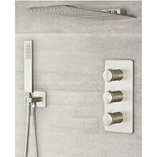 Milano Hunston Thermostatic Mixer Valve 200mm x 500mm Waterblade Shower Head Handset - Nickel