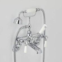 Milano Elizabeth Wall Mounted Bath Shower Mixer Tap Lever Handles - Chrome White