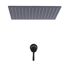 Milano Nero Manual Mixer Valve 400mm Ceiling Mounted Square Recessed Shower Head - Black