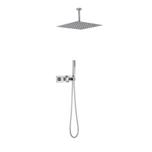 Milano Arvo Thermostatic Mixer Valve 400mm Ceiling Mounted Square Shower Head Handset - Chrome