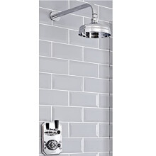 Milano Elizabeth Thermostatic Mixer Valve 155mm Round Shower Head Arm - Chrome Black