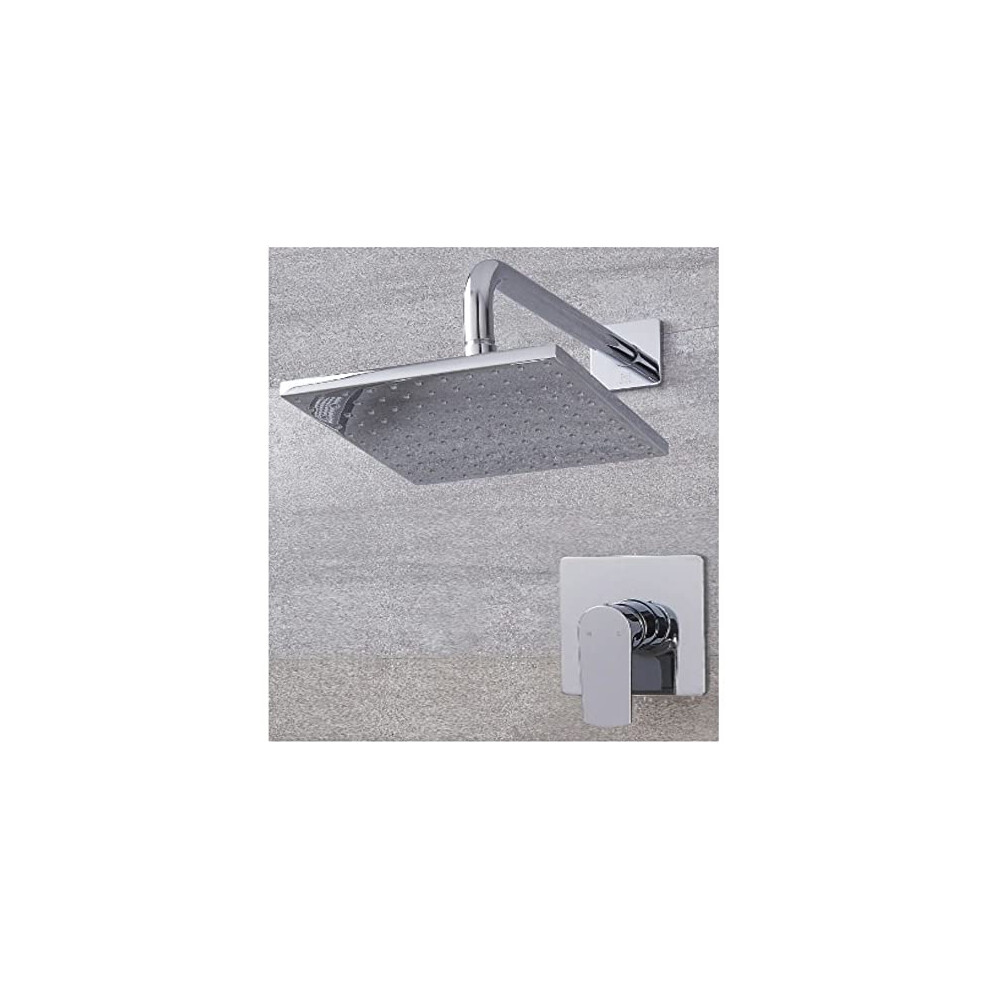 Milano Hunston Manual Mixer Valve 300Mm Square Shower Head Wall Mounted Arm - Chrome