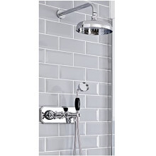 Milano Elizabeth Thermostatic Mixer Valve 200mm Round Shower Head Handset - Chrome Black