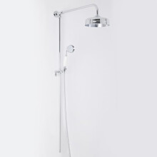 Milano Elizabeth Rigid Riser Thermostatic Mixer Valve Round Shower Head Handset - Chrome White