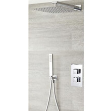 Milano Arvo Thermostatic Mixer Valve 300mm Wall Mounted Square Shower Head Handset - Chrome