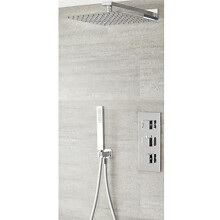 Milano Arvo Thermostatic Mixer Valve 400mm Wall Mounted Rainfall Shower Head Handset - Chrome