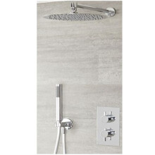 Milano Mirage Thermostatic Mixer Valve 300mm Wall Mounted Rainfall Head Hand Shower - Chrome