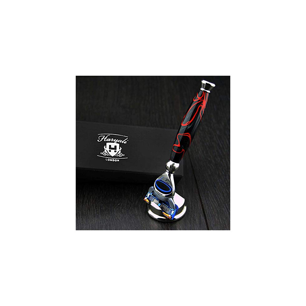 Haryali London , 5 Edge Shaving Razor With Stand Holder, Wet Shave Mens Shaving Accessories - Elegant Box Packing