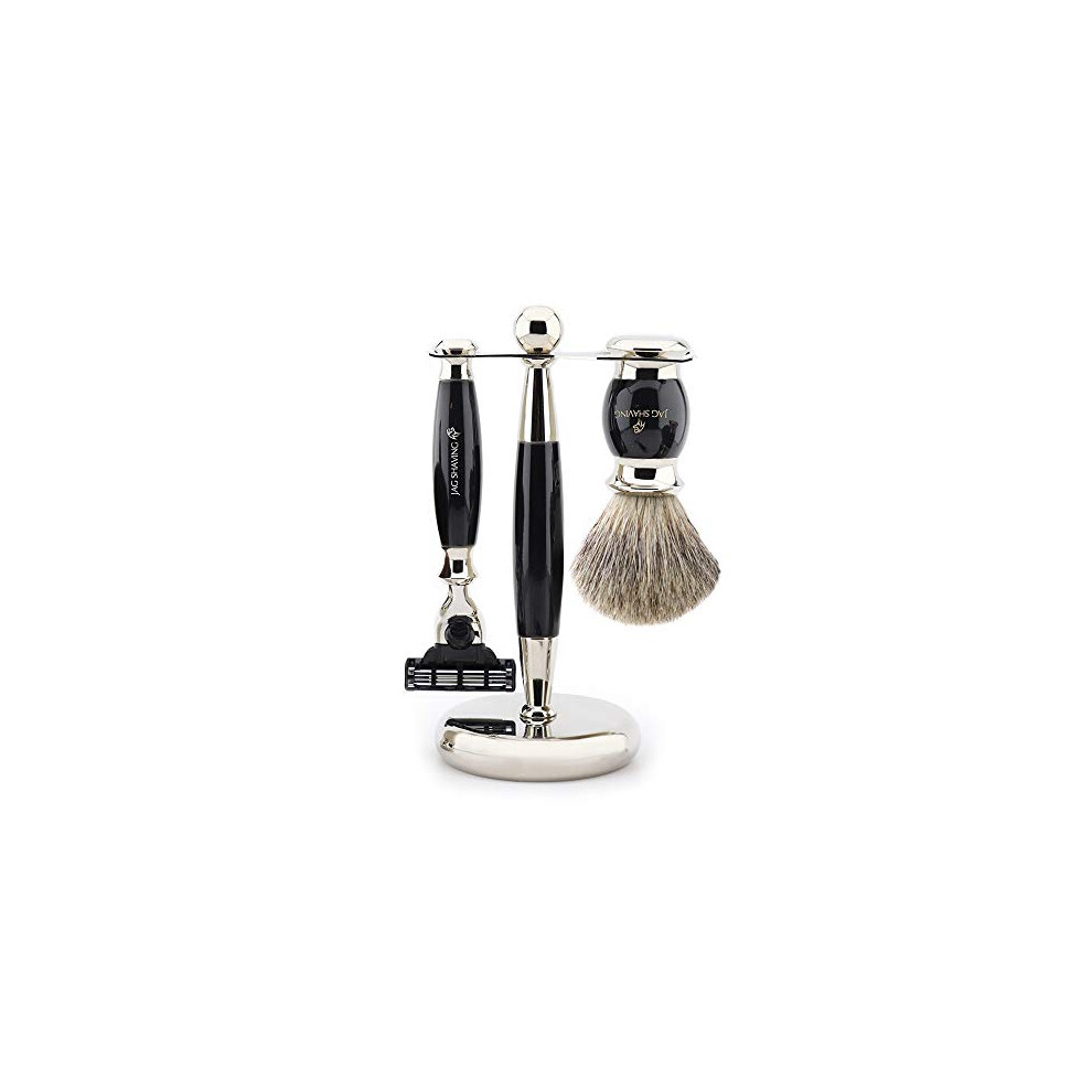 Jag Shaving Gentleman's Shaving - Premium 3 Edge Compatible Shaving Razor With Luxury Resin Handle And 1 Replaceable Cartridge Pre-Installed - Perfect Mens Razor