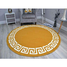 RSM RUGS Small Medium Large Gold Mustard Greek Key Round Circle Circular Floor Rugs Cheap