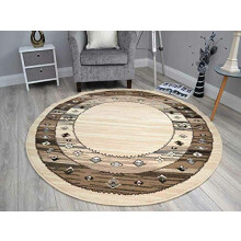 RSM RUGS Small Medium Large Beige Cream Pattern Round Circle Circular Floor Rugs Cheap UK