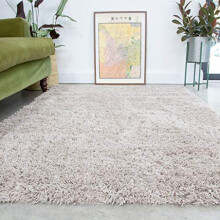 Beige Thick Shaggy Rug Modern Durable Super Soft Fluffy Shag Rugs Living Room Area Bedroom 200cm x 290cm