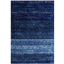 Large Thick Soft Fluffy Navy Blue Stripe Shaggy Shag Area Rug Warm Luxury Plush Living Room Bedroom Lounge Hallway Rugs 200cm x 290cm