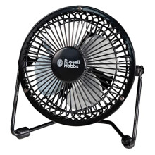 Russell Hobbs 4" Inch, Lightweight, Compact, Portable, USB Desk Fan, Quiet Operation, 1m Cord, Black - RHUSBF0421B