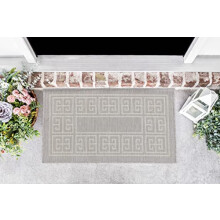 Serdim Rugs Sky Kilim Braided Greek Key Design Outdoor Rugs, Silver, Rectangle 50 x 80cm