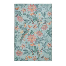 Think Rugs Catherine Lansfield Amaya Tropical Birds Washable Rug, Green