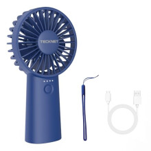 TECKNET Handheld Fan Rechargeable, 4000mAh Portable Desk Fan with LED Battery Indicator, 5 Speeds & 16H Working Time, Foldable Small USB Fan Personal