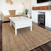 Natural Durable Eco Friendly Jute Area Rug Flatwoven Versatile Lounge Living Dining Room Mat Dirt Trapper Utility Kitchen Mat Rugs 190cm x 280cm