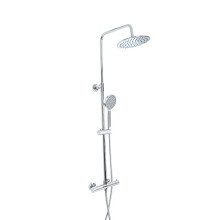 Milano Mirage Round Thermostatic Bar Mixer Valve Fixed Rainfall Shower Head Handset - Chrome