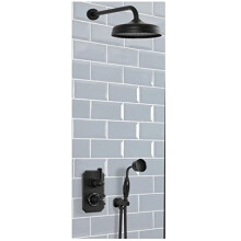 Milano Elizabeth Thermostatic Mixer Valve Hand Shower 200mm Round Shower Head - Black