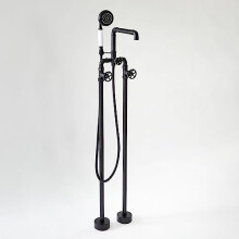 Milano Zandra Freestanding Bath Shower Mixer Tap Swivel Spout Hand Shower - Black