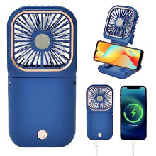 TJC Folding Handheld Fan 3000 mAh Power Bank with Neck Strap USB Rechargeable with 3 Speeds 180 Foldable Battery Powered Portable Mini Desk Fans for