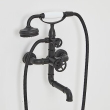 Milano Zandra Wall Mounted Bath Shower Mixer Tap Swivel Spout Hand Shower - Black