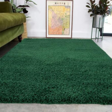 Luxury Thick Pile Emerald Green Shaggy Living Room Area Rug Soft Plush Forest Cozy Carpet Durable Stain Resistant Bedroom Hallway Bathroom Rugs 120cm