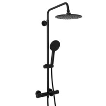 Milano Arlo Round Thermostatic Bar Valve Shower Head Multifunction Handset Bath Spout - Black